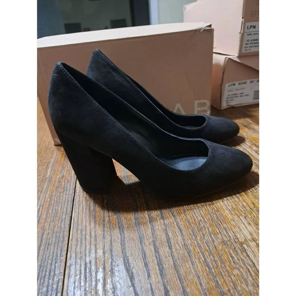 New Size 8 JustFab Black Daphne Pumps Chunky Block High Heel Dress Shoes Slip On